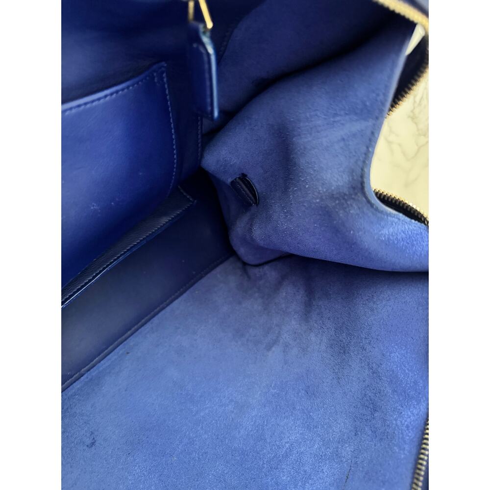 YSL Saint Laurent Classic Y Cabas Chyc Satchel  Blue Leather - Picture 5 of 16